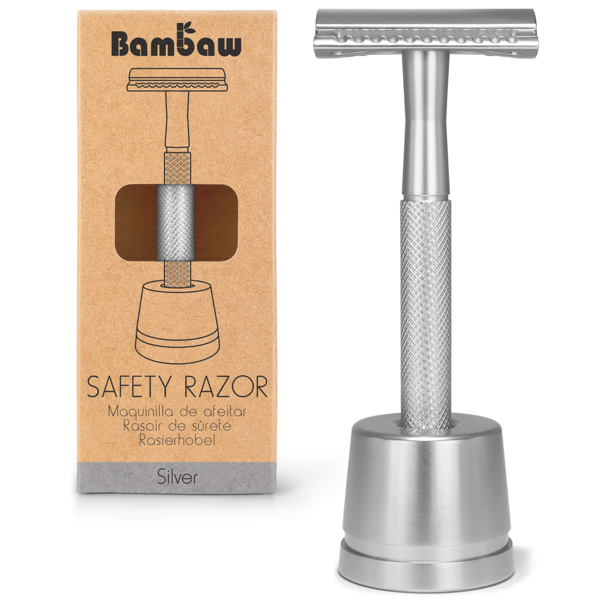 Metal Safety Razor + Stand - Plastic Free Amsterdam