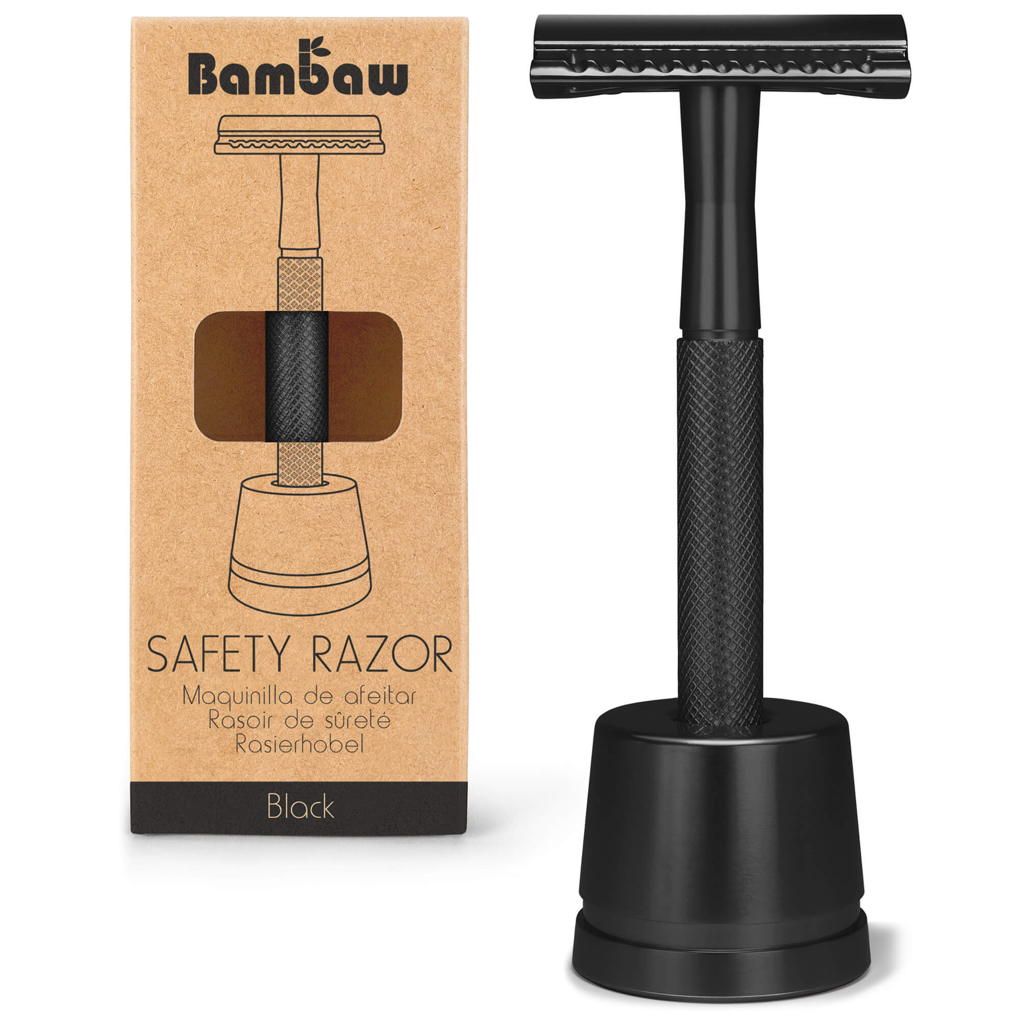 Metal Safety Razor + Stand - Plastic Free Amsterdam